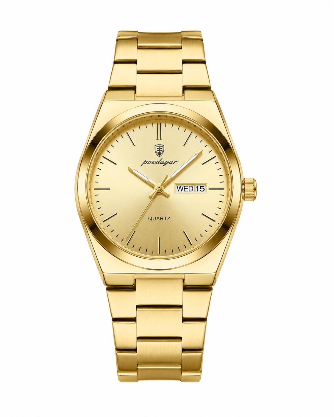 Men's Luxury Gold Stainless Steel Waterproof Luminous Dual Date Watch Fashion Casual Quartz Watch Gifts For Birthday Festival Lovers Business
